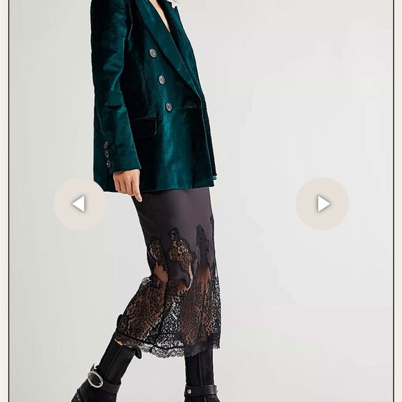 Free People Velvet Ashby Blazer Jade Green Double Breasted Jacket XS - Picture 3 of 5